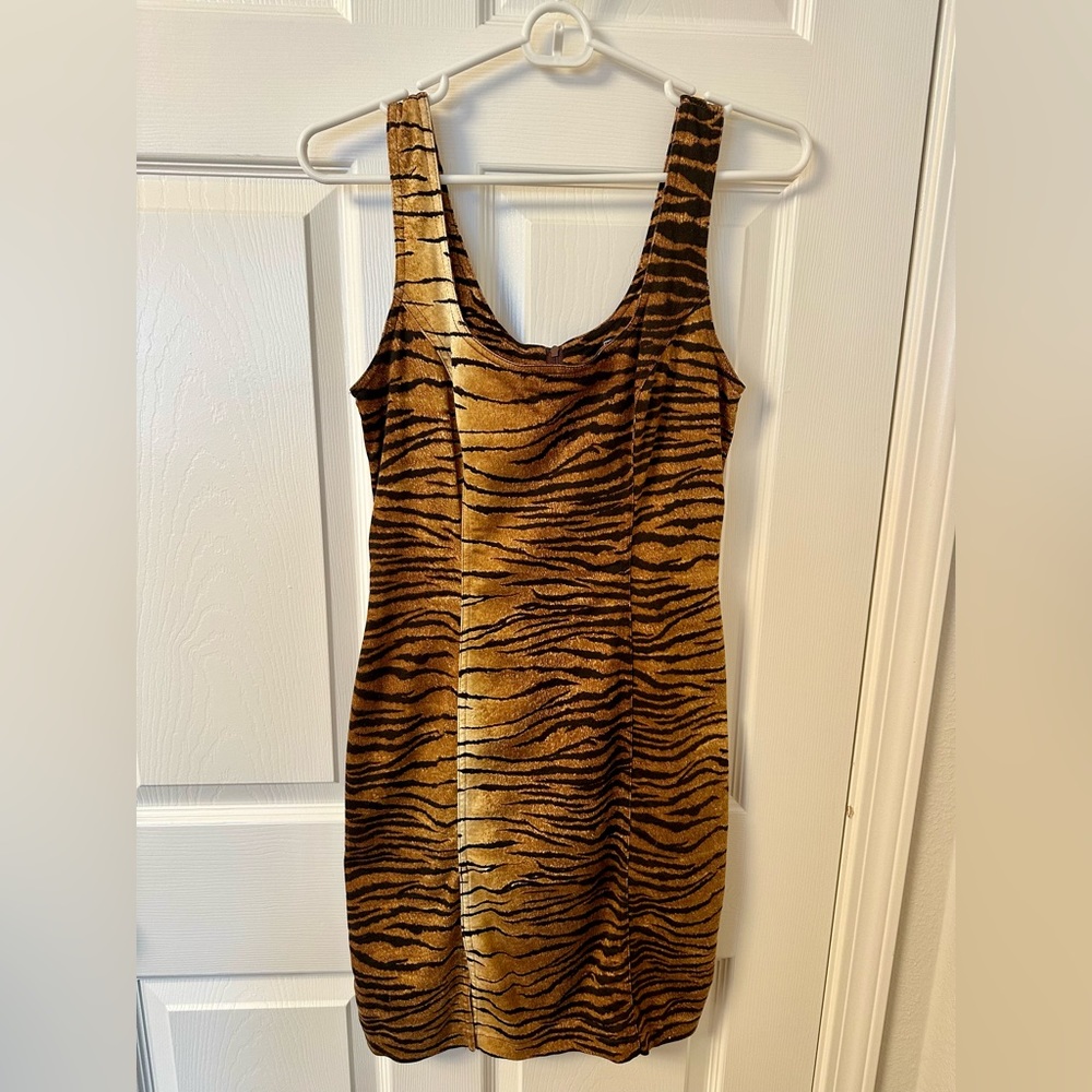 Vintage 90s MOSCHINO Jeans Italy Animal Leopard Bodycon Dress